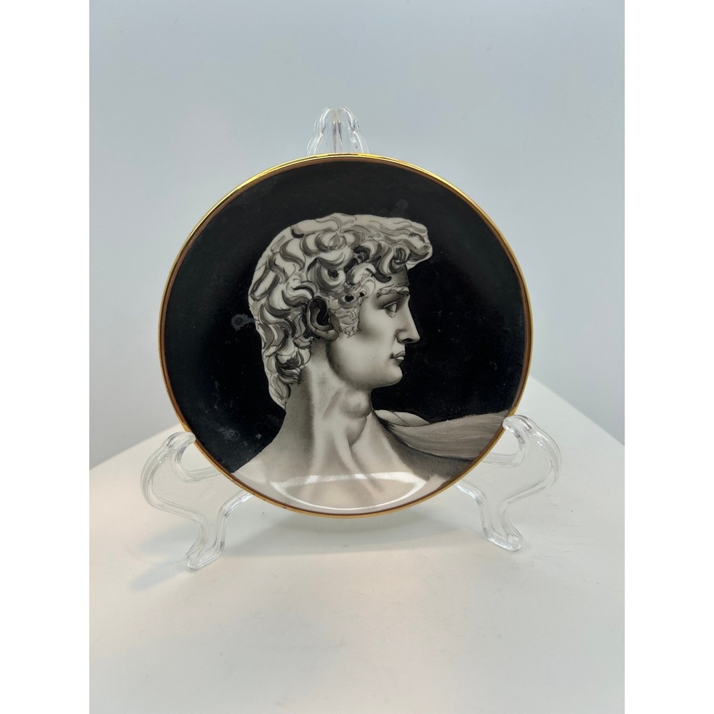 Giuseppe Chiurato Roma Michelangelo David Italian Porcelain Plate Gold Rim 4"